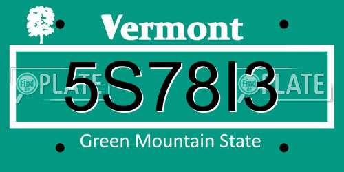 5S78I3 Vermont License Plate