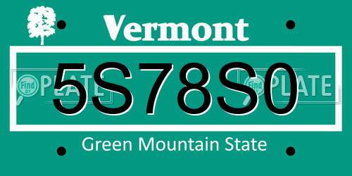 5S78S0 Vermont License Plate