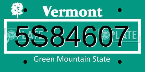5S84607 Vermont License Plate