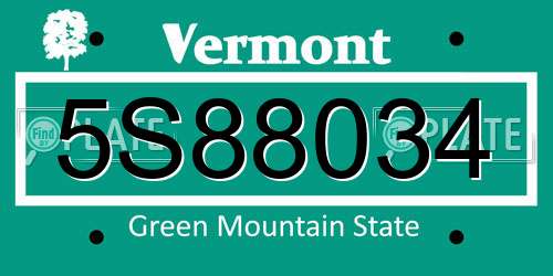 5S88034 Vermont License Plate