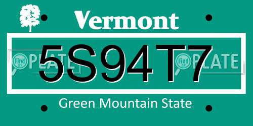 5S94T7 Vermont License Plate