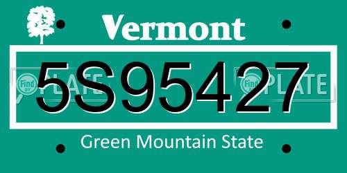 5S95427 Vermont License Plate