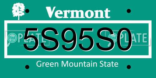 5S95S0 Vermont License Plate