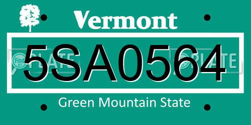5SA0564 Vermont License Plate
