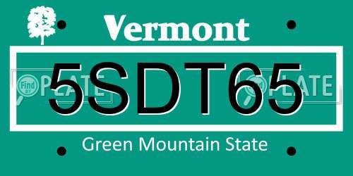 5SDT65 Vermont License Plate