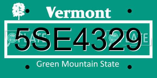 5SE4329 Vermont License Plate