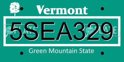 5SEA329 Vermont License Plate