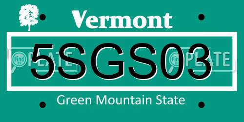 5SGS03 Vermont License Plate