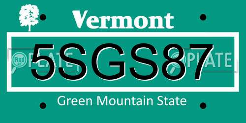 5SGS87 Vermont License Plate