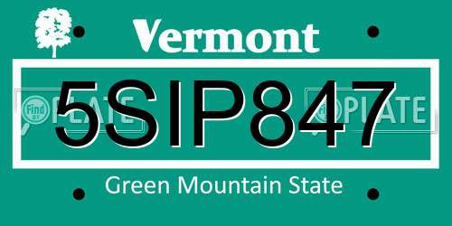 5SIP847 Vermont License Plate