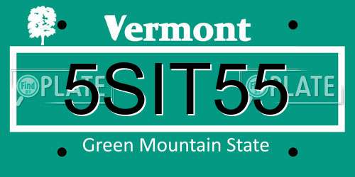 5SIT55 Vermont License Plate