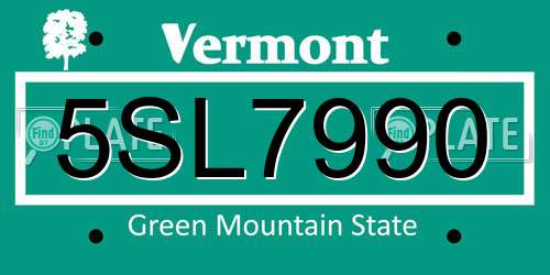 5SL7990 Vermont License Plate