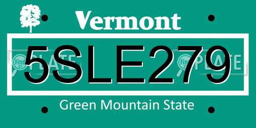 5SLE279 Vermont License Plate