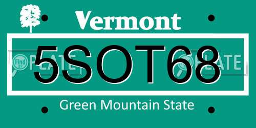 5SOT68 Vermont License Plate