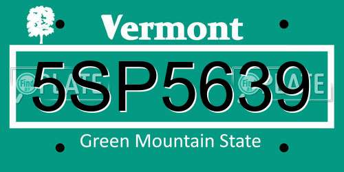 5SP5639 Vermont License Plate