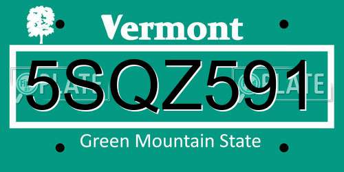 5SQZ591 Vermont License Plate