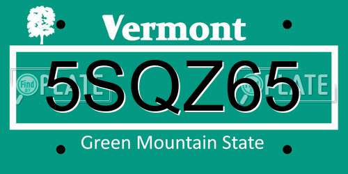 5SQZ65 Vermont License Plate