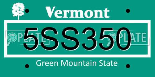 5SS350 Vermont License Plate
