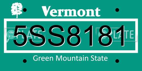 5SS8181 Vermont License Plate