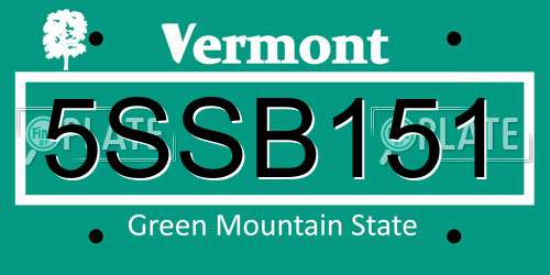 5SSB151 Vermont License Plate