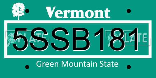 5SSB181 Vermont License Plate
