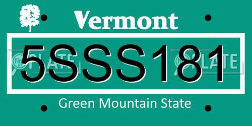 5SSS181 Vermont License Plate