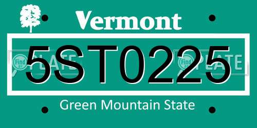 5ST0225 Vermont License Plate