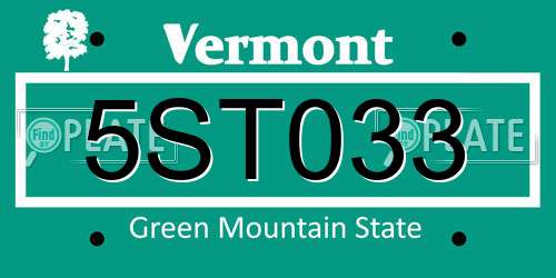 5ST033 Vermont License Plate