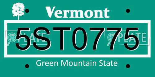 5ST0775 Vermont License Plate