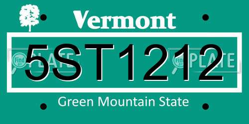 5ST1212 Vermont License Plate