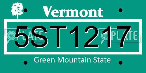 5ST1217 Vermont License Plate