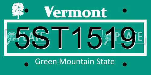 5ST1519 Vermont License Plate