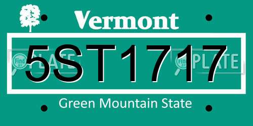 5ST1717 Vermont License Plate