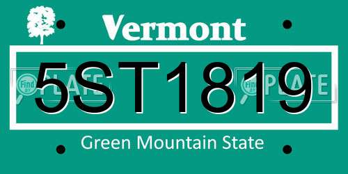 5ST1819 Vermont License Plate
