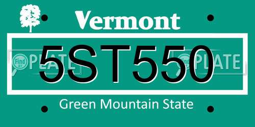 5ST550 Vermont License Plate