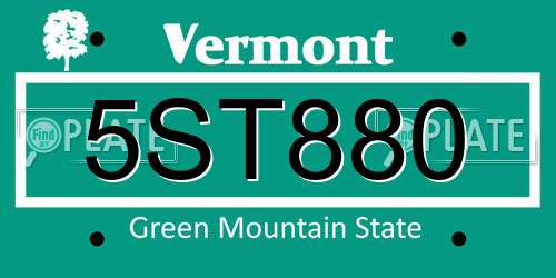 5ST880 Vermont License Plate