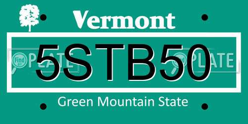 5STB50 Vermont License Plate