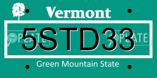 5STD33 Vermont License Plate
