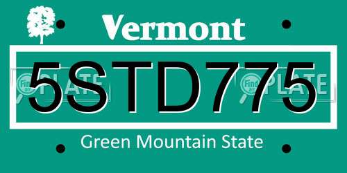 5STD775 Vermont License Plate