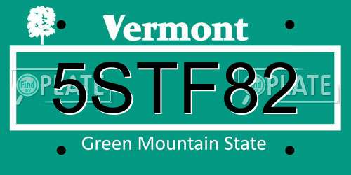 5STF82 Vermont License Plate