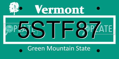 5STF87 Vermont License Plate