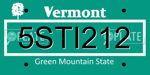 5STI212 Vermont License Plate