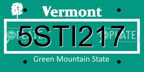 5STI217 Vermont License Plate
