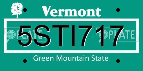 5STI717 Vermont License Plate