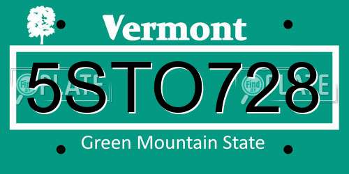 5STO728 Vermont License Plate