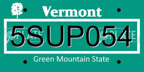 5SUP054 Vermont License Plate
