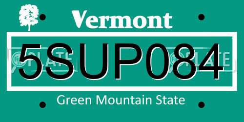 5SUP084 Vermont License Plate