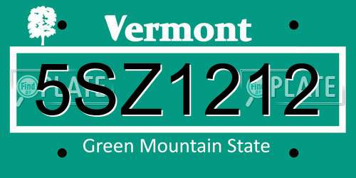 5SZ1212 Vermont License Plate