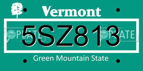 5SZ813 Vermont License Plate