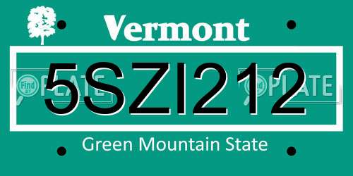 5SZI212 Vermont License Plate